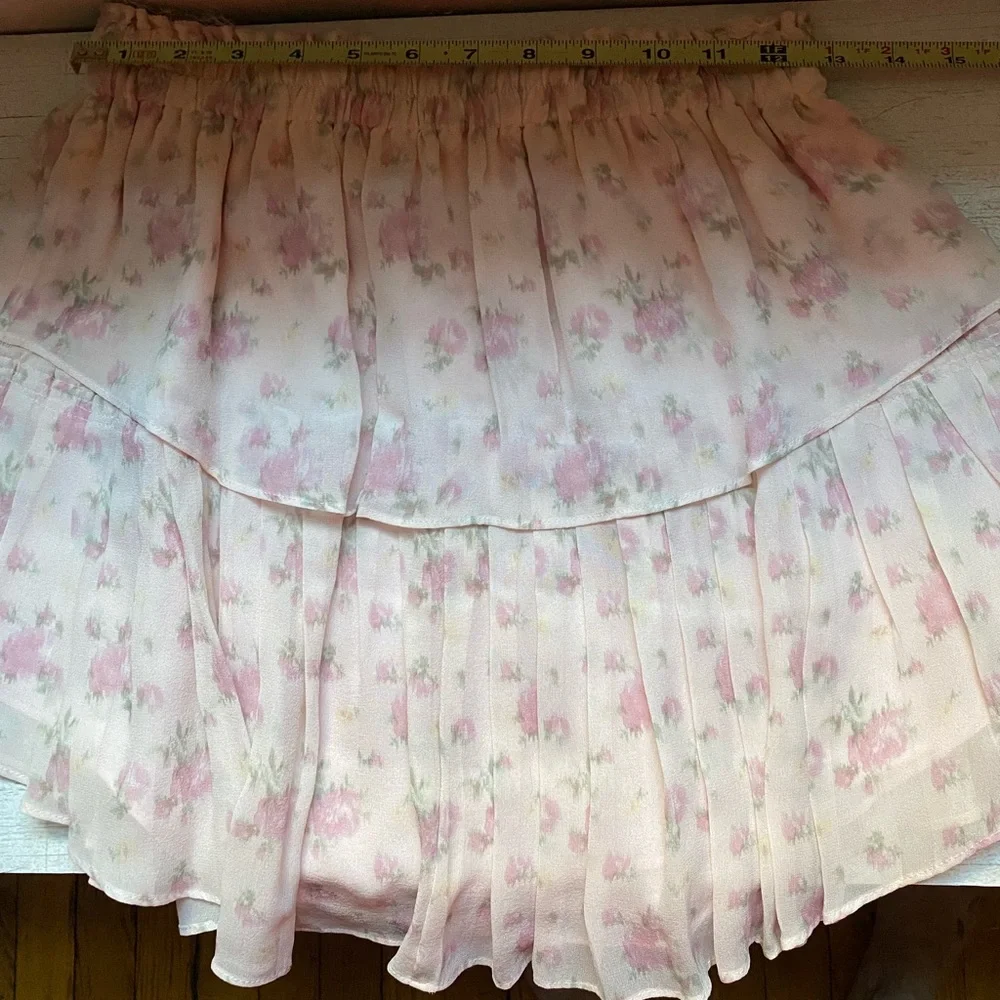 NWOT LoveShackFancy pink floral silk skirt size small - Picture 5 of 7